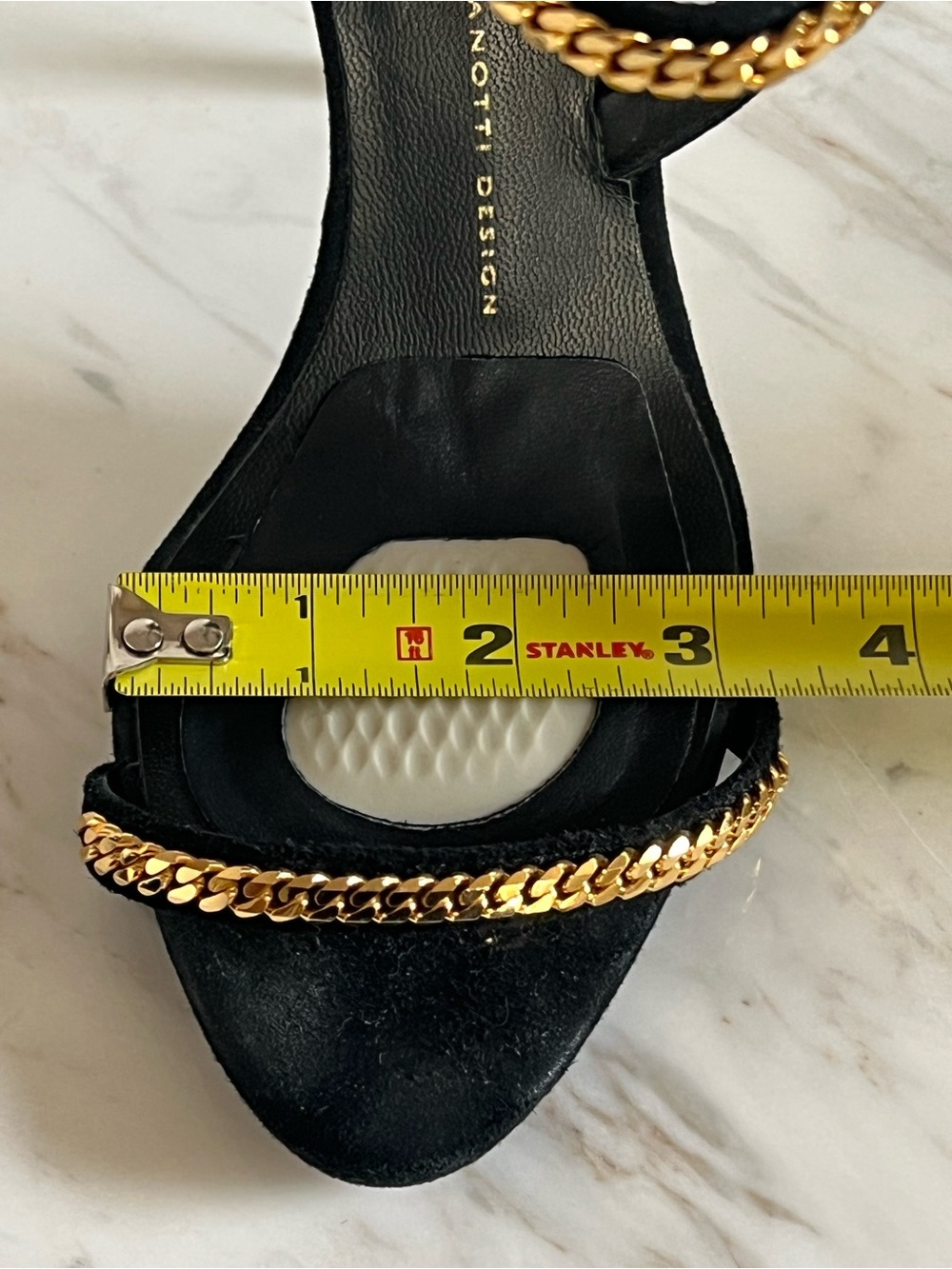 Giuseppe Zanotti Heels Black Suede Gold Chain Ankle Stiletto EU38.5 - Picture 8 of 8